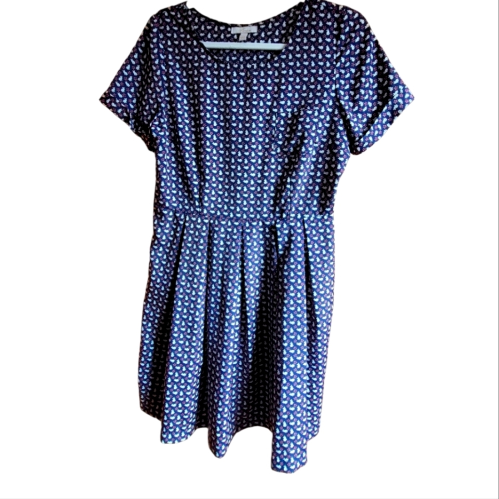 Modcloth Monteau Mini Skater Blue Animal Print Dress